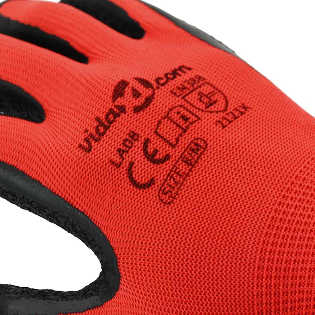 Guanti da Lavoro 24 pcs Rosso e Nero 8 / m | homemem39