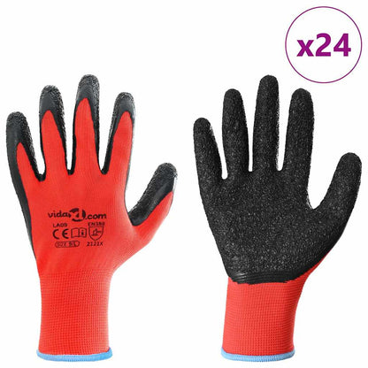 Guanti da Lavoro 24 pcs Rosso e Nero 9 / l