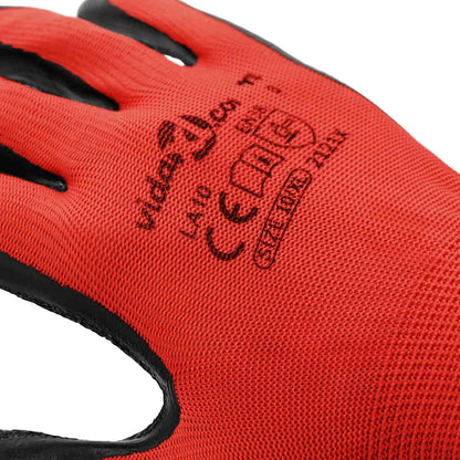 Guanti da Lavoro 24 pcs Rosso e Nero 10 / xl | homemem39