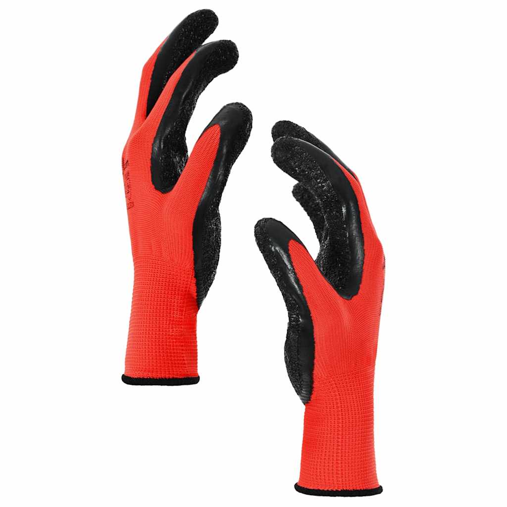 Guanti da Lavoro 24 pcs Rosso e Nero 10 / xl