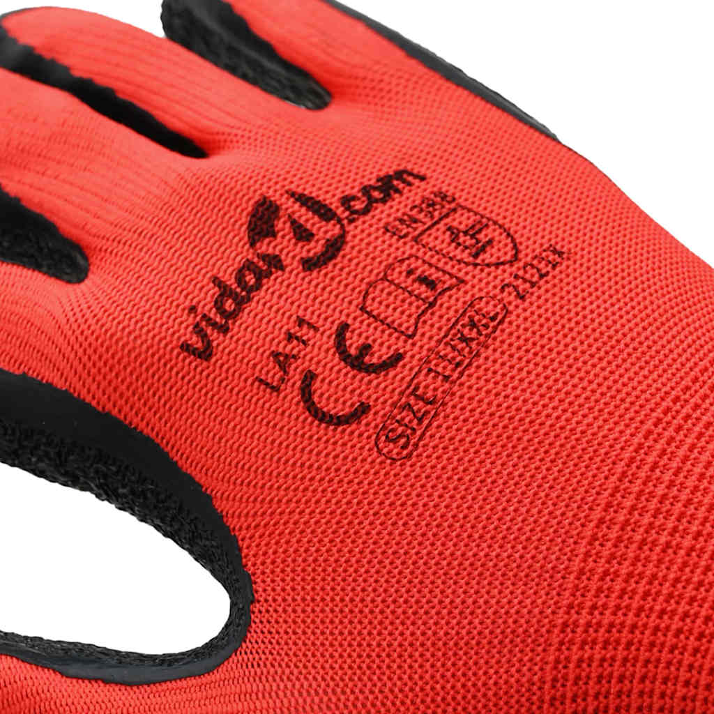 Guanti da Lavoro 12 pcs Rosso e Nero 11 / XXL | homemem39