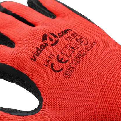 Guanti da Lavoro 12 pcs Rosso e Nero 11 / XXL | homemem39