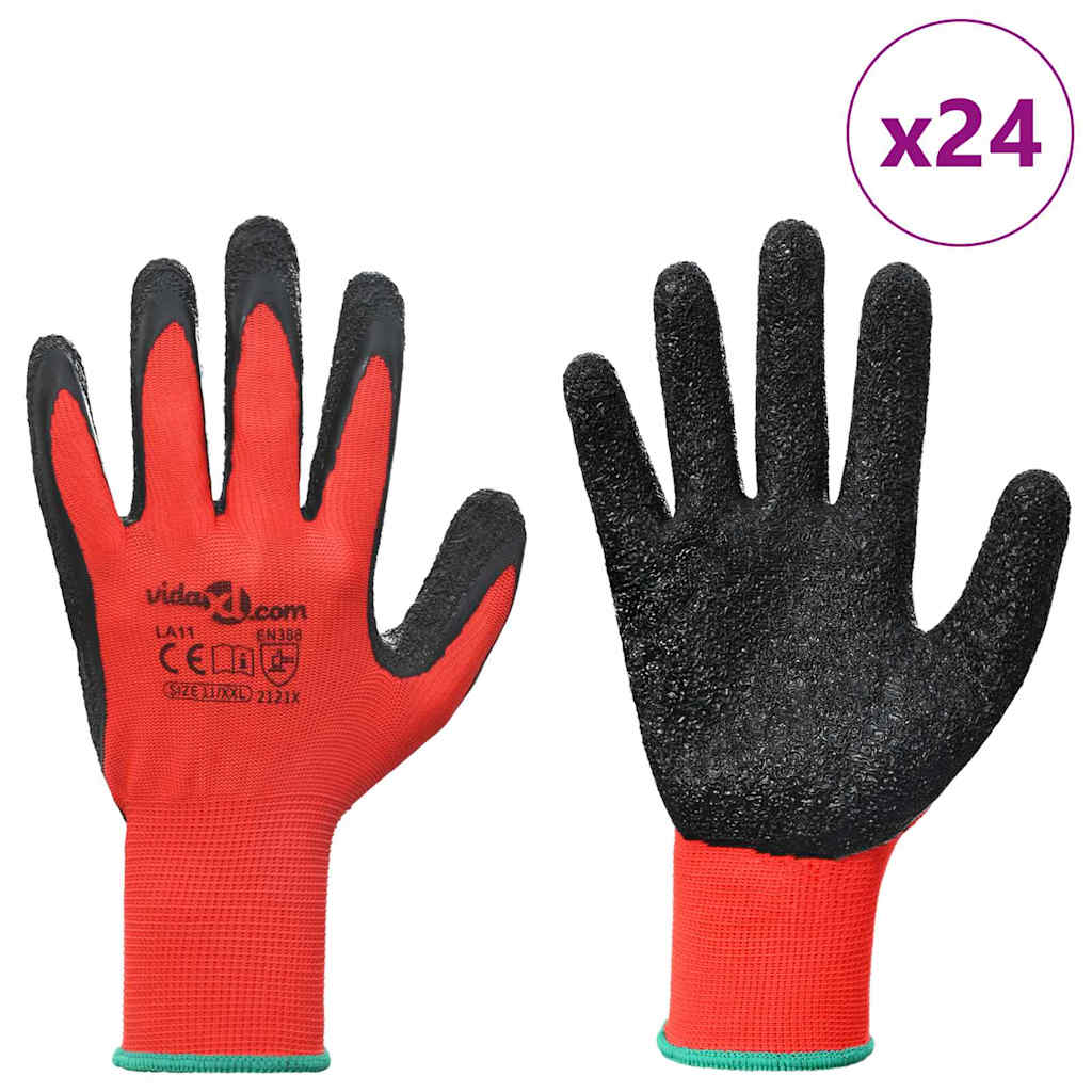 Guanti da Lavoro 24 pcs Rosso e Nero 11 / XXL | homemem39