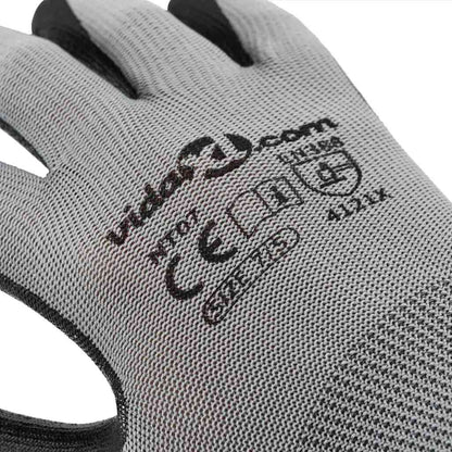 Guanti da Lavoro 12 pcs Grigio e Nero 7 / S Poliestere | homemem39