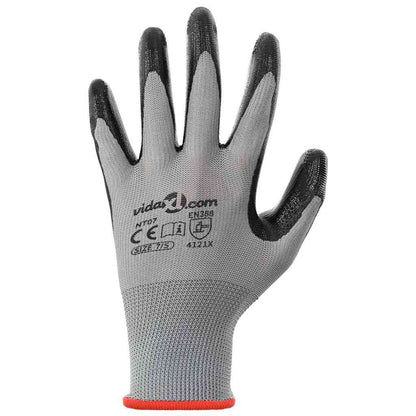 Guanti da Lavoro 12 pcs Grigio e Nero 7 / S Poliestere