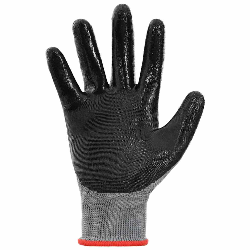 Guanti da Lavoro 12 pcs Grigio e Nero 7 / S Poliestere | homemem39
