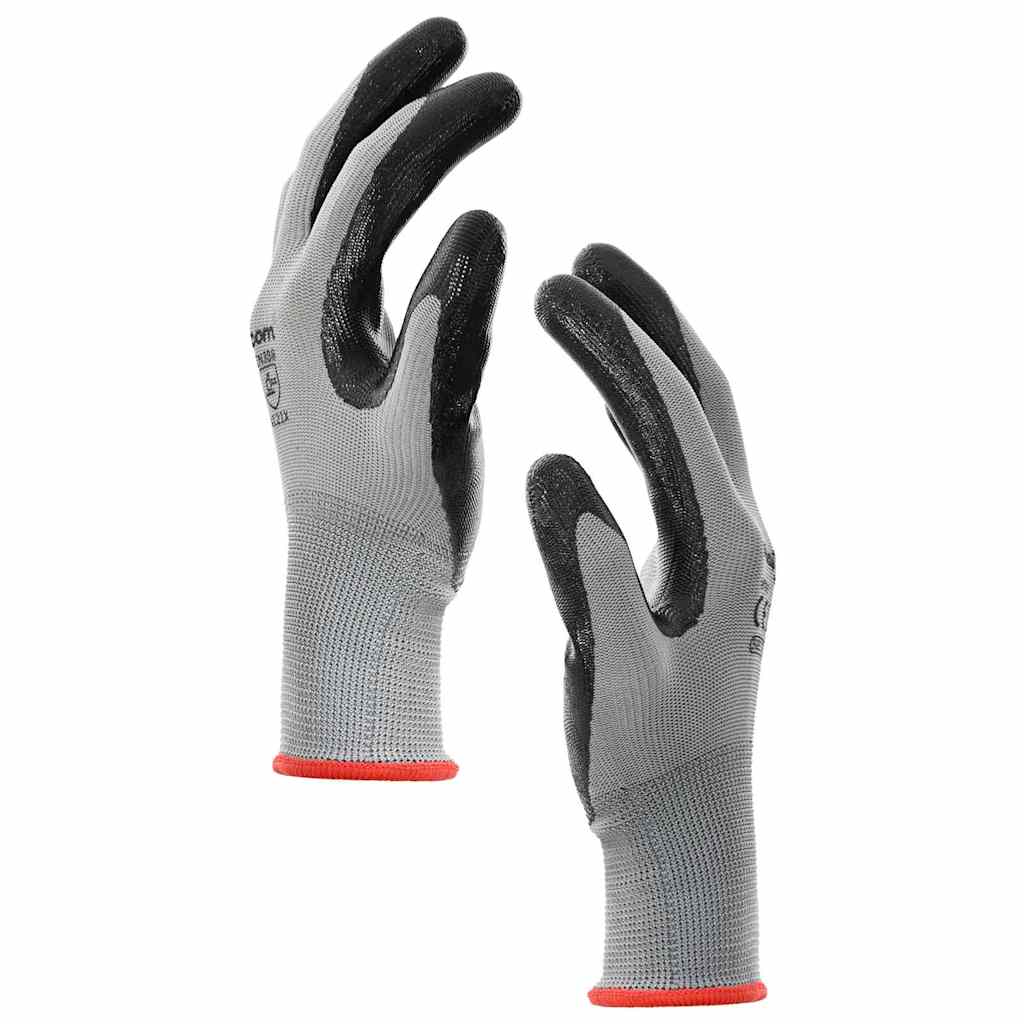 Guanti da Lavoro 12 pcs Grigio e Nero 7 / S Poliestere | homemem39