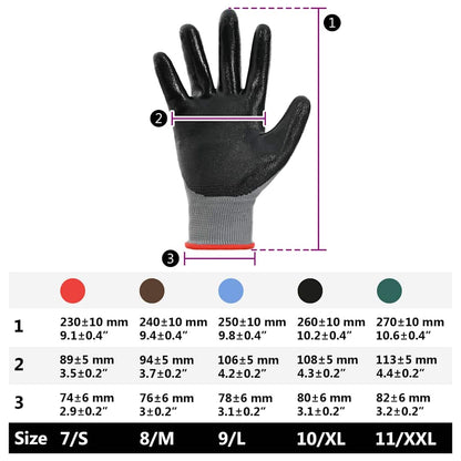 Guanti da Lavoro 24 pcs Grigio e Nero 7 / S Poliestere | homemem39