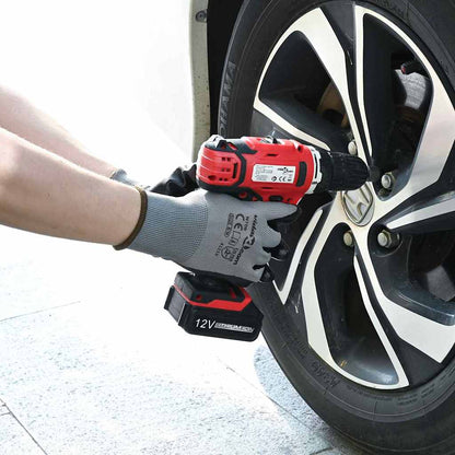 Guanti da Lavoro 24 pcs Grigio e Nero 8 / m Poliestere | homemem39