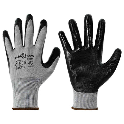 Guanti da Lavoro 24 pcs Grigio e Nero 8 / m Poliestere | homemem39