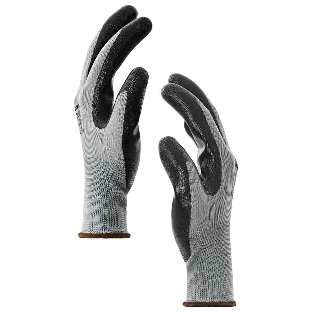 Guanti da Lavoro 24 pcs Grigio e Nero 8 / m Poliestere | homemem39
