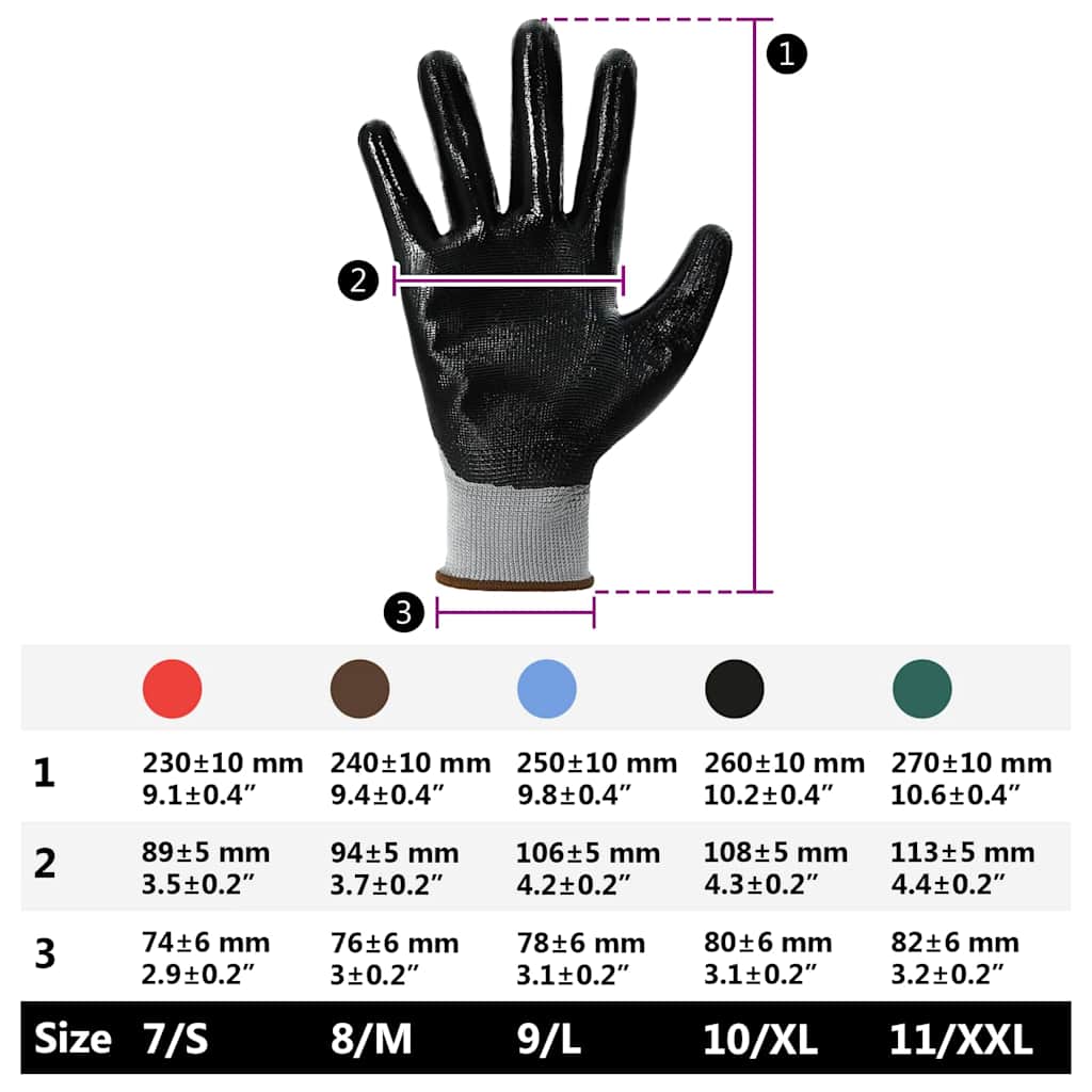 Guanti da Lavoro 24 pcs Grigio e Nero 8 / m Poliestere | homemem39