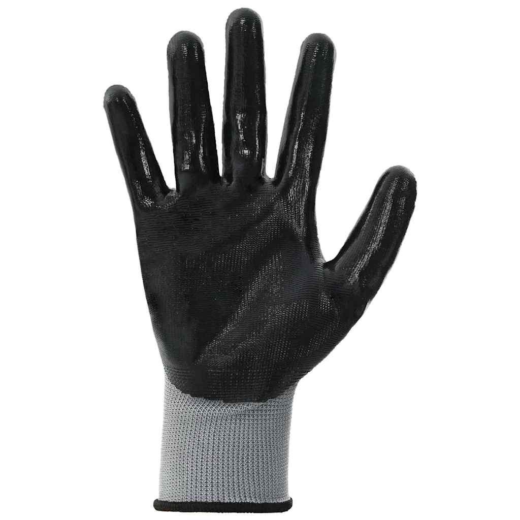 Guanti da Lavoro 12 pcs Grigio e Nero 10 / xl Poliestere | homemem39