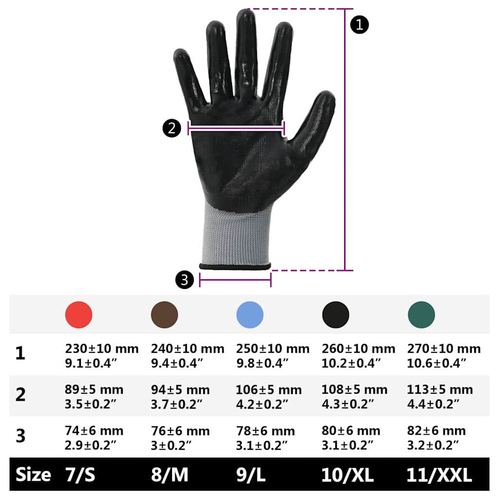Guanti da Lavoro 12 pcs Grigio e Nero 10 / xl Poliestere | homemem39