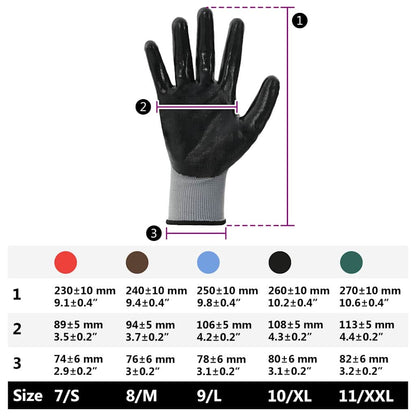 Guanti da Lavoro 24 pcs Grigio e Nero 10 / xl Poliestere | homemem39