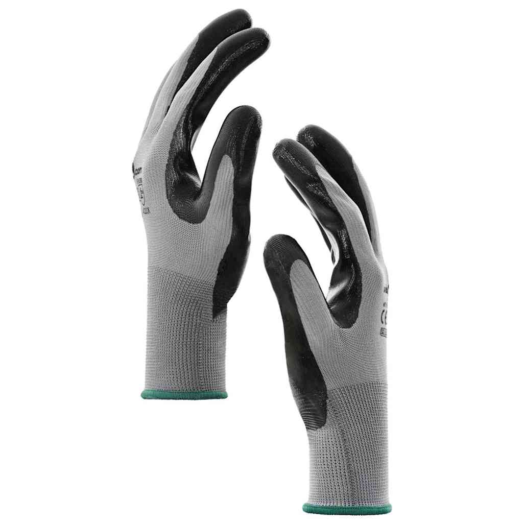 Guanti da Lavoro 12 pcs Grigio e Nero 11 / XXL Poliestere | homemem39