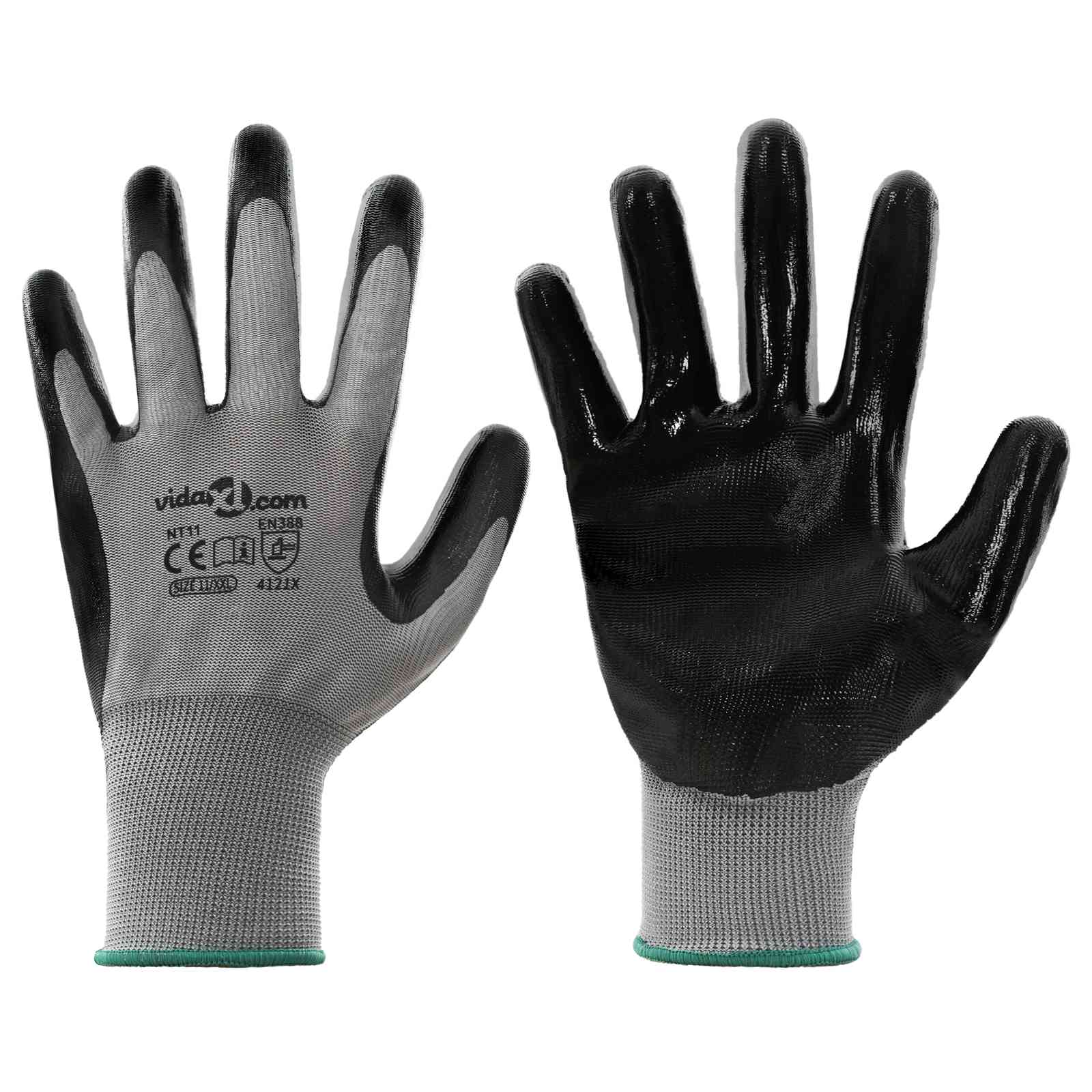 Guanti da Lavoro 24 pcs Grigio e Nero 11 / XXL Poliestere | homemem39