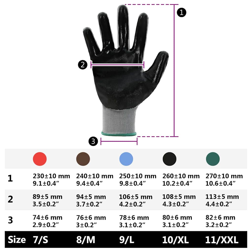 Guanti da Lavoro 24 pcs Grigio e Nero 11 / XXL Poliestere | homemem39