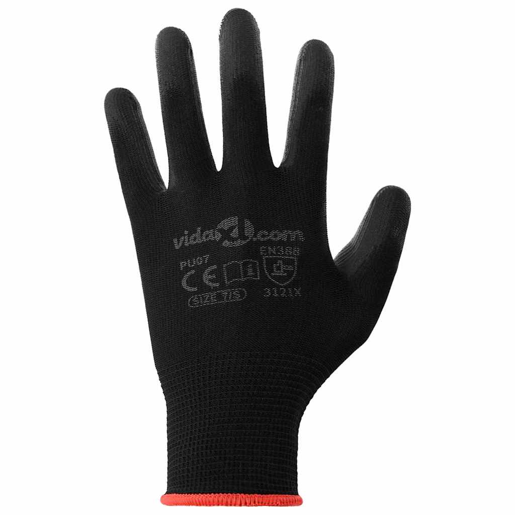 Guanti da Lavoro 12 pcs Nero 7 / S Poliestere