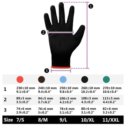 Guanti da Lavoro 12 pcs Nero 7 / S Poliestere | homemem39