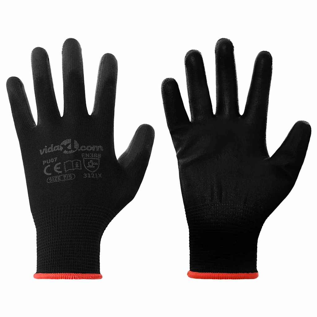 Guanti da Lavoro 24 pcs Nero 7 / S Poliestere | homemem39