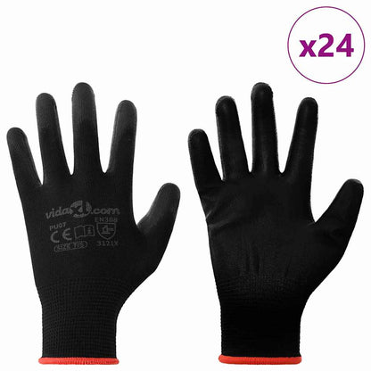 Guanti da Lavoro 24 pcs Nero 7 / S Poliestere | homemem39