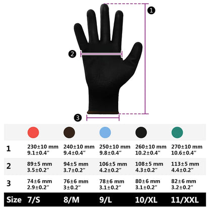Guanti da Lavoro 12 pcs Nero 8 / m Poliestere | homemem39