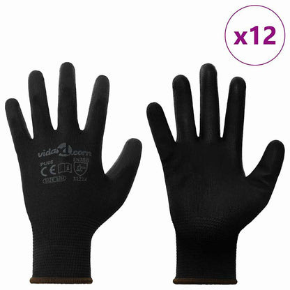 Guanti da Lavoro 12 pcs Nero 8 / m Poliestere | homemem39