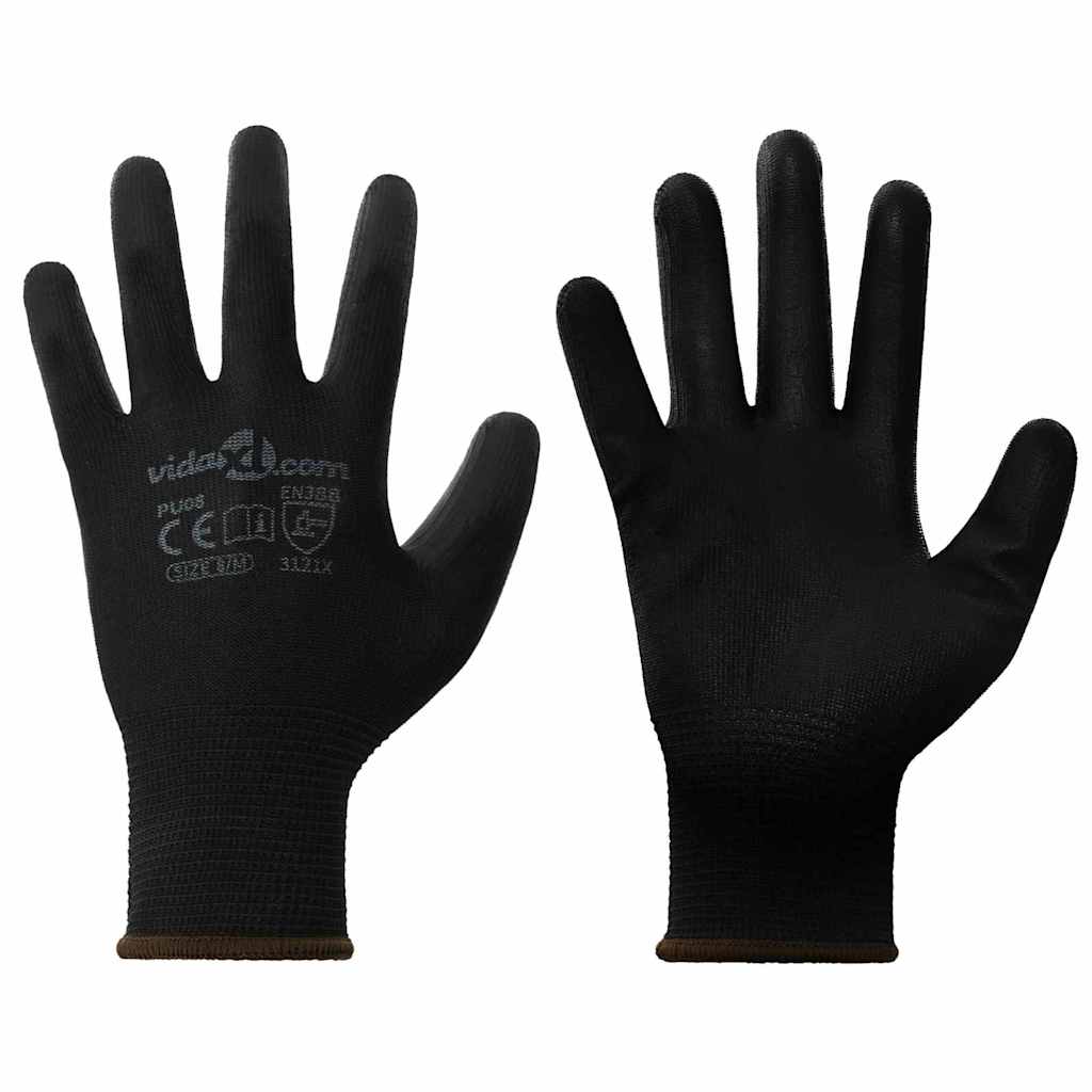 Guanti da Lavoro 24 pcs Nero 8 / m Poliestere | homemem39