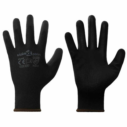 Guanti da Lavoro 24 pcs Nero 8 / m Poliestere | homemem39