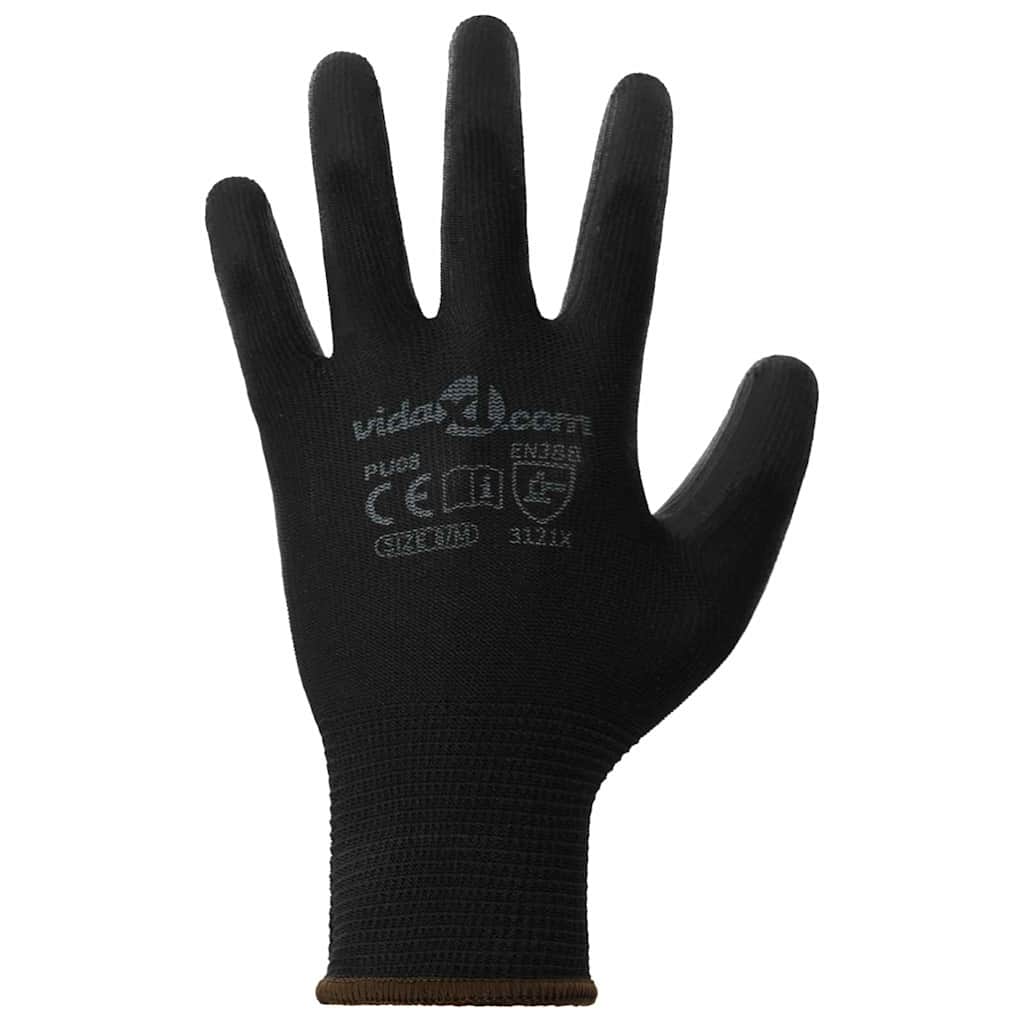 Guanti da Lavoro 24 pcs Nero 8 / m Poliestere | homemem39