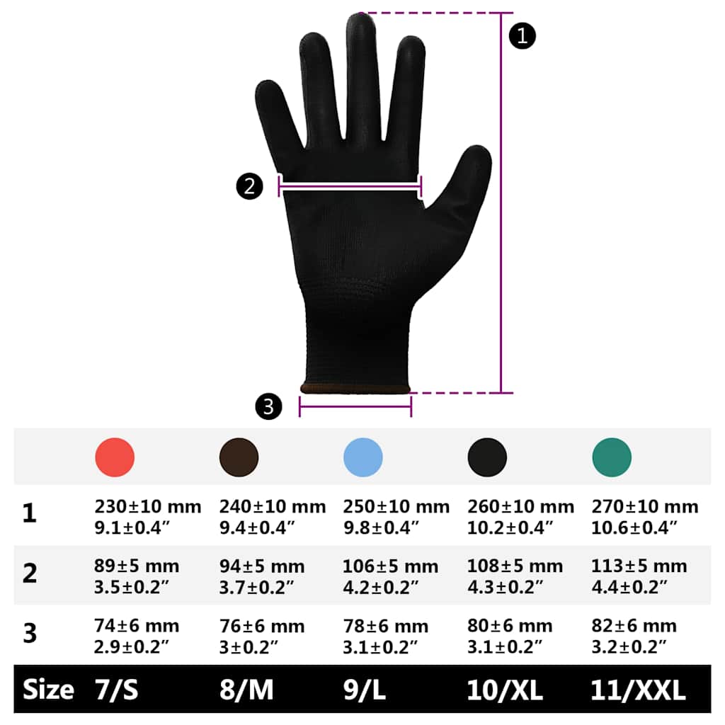Guanti da Lavoro 24 pcs Nero 8 / m Poliestere | homemem39