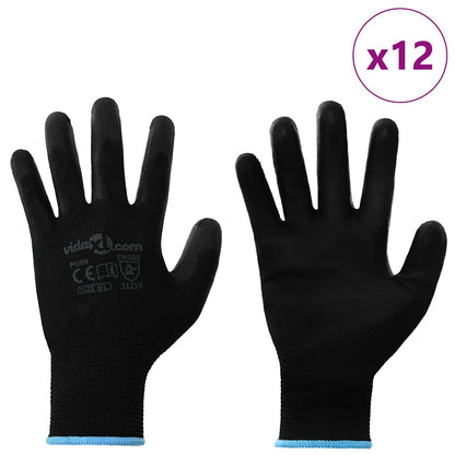 Guanti da Lavoro 12 pcs Nero 9 / l Poliestere