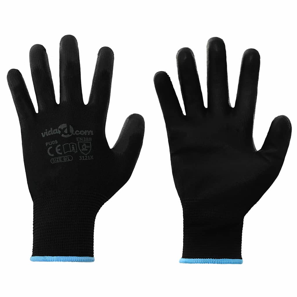 Guanti da Lavoro 24 pcs Nero 9 / l Poliestere | homemem39