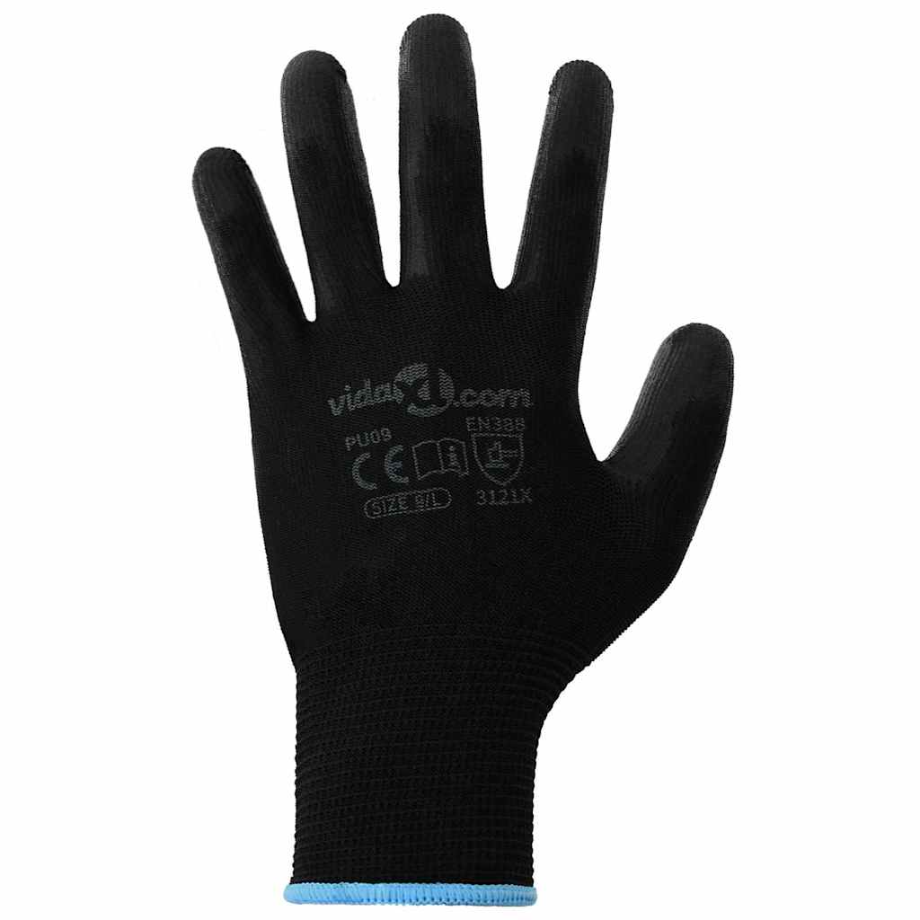 Guanti da Lavoro 24 pcs Nero 9 / l Poliestere | homemem39
