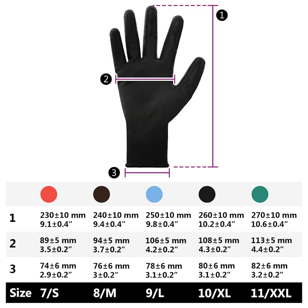 Guanti da Lavoro 12 pcs Nero 10 / xl Poliestere | homemem39