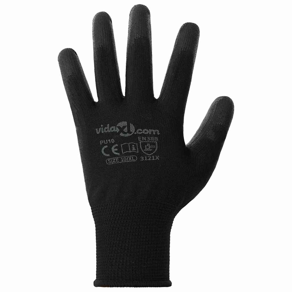Guanti da Lavoro 24 pcs Nero 10 / xl Poliestere | homemem39
