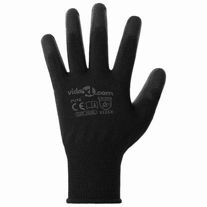 Guanti da Lavoro 24 pcs Nero 10 / xl Poliestere | homemem39