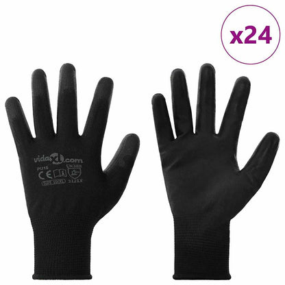 Guanti da Lavoro 24 pcs Nero 10 / xl Poliestere | homemem39