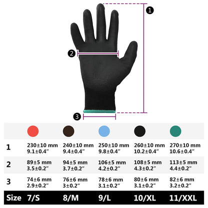 Guanti da Lavoro 12 pcs Nero 11 / XXL Poliestere