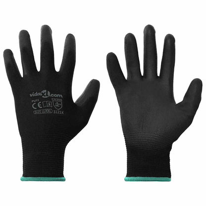 Guanti da Lavoro 24 pcs Nero 11 / XXL Poliestere | homemem39