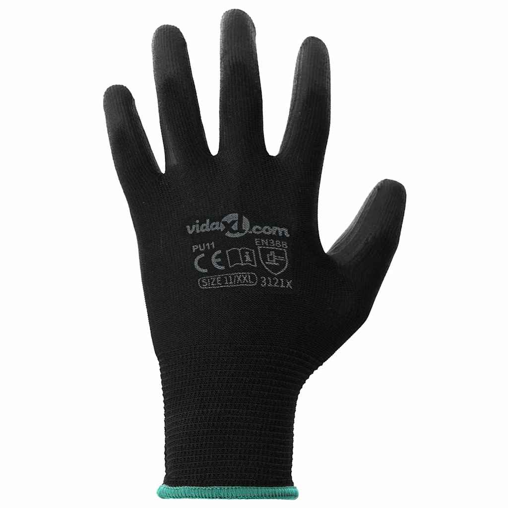 Guanti da Lavoro 24 pcs Nero 11 / XXL Poliestere | homemem39