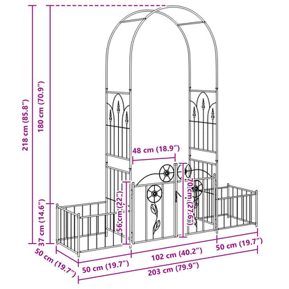 Arco da Giardino con blocco Nero 203 x 50 x 218 cm | homemem39