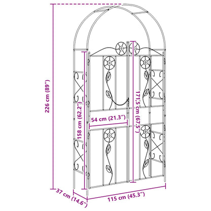 Arco da Giardino Tinta unita Nero 115 x 37 x 226 cm