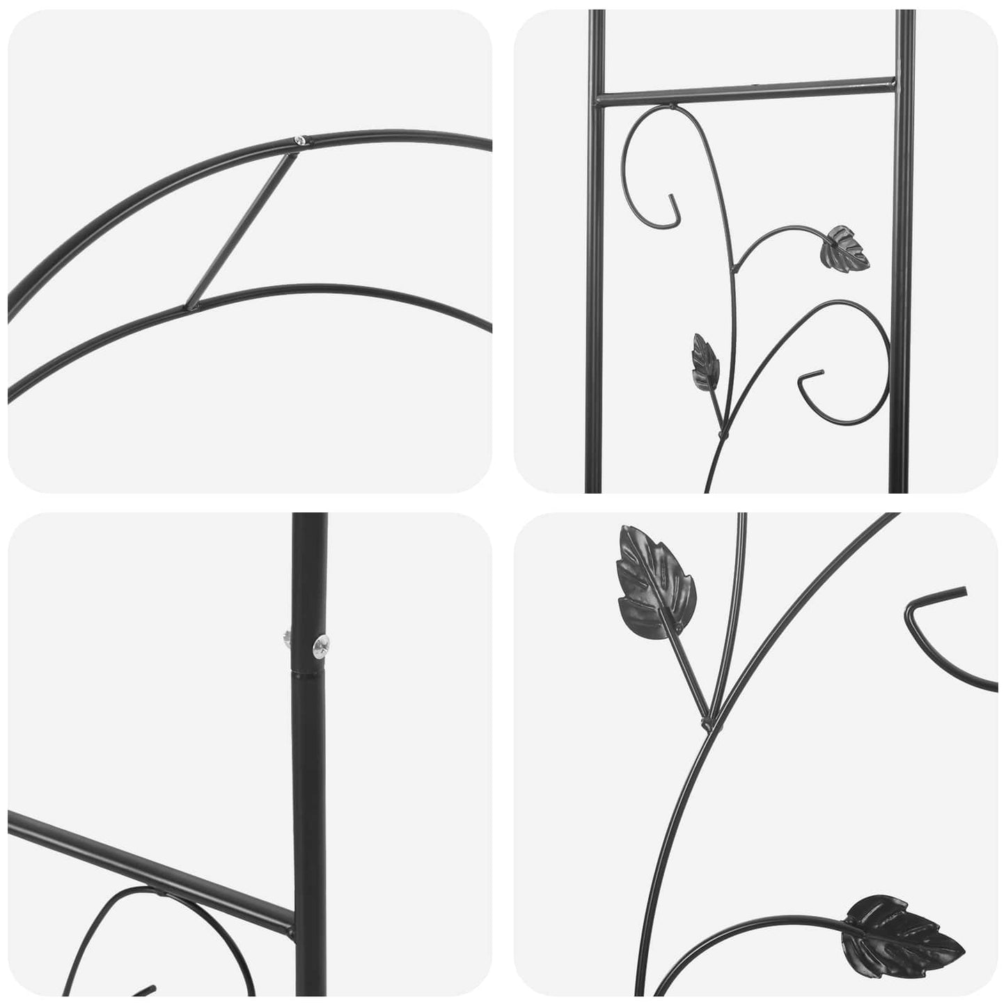 Arco da Giardino Floreale Nero 115 x 37 x 231 cm