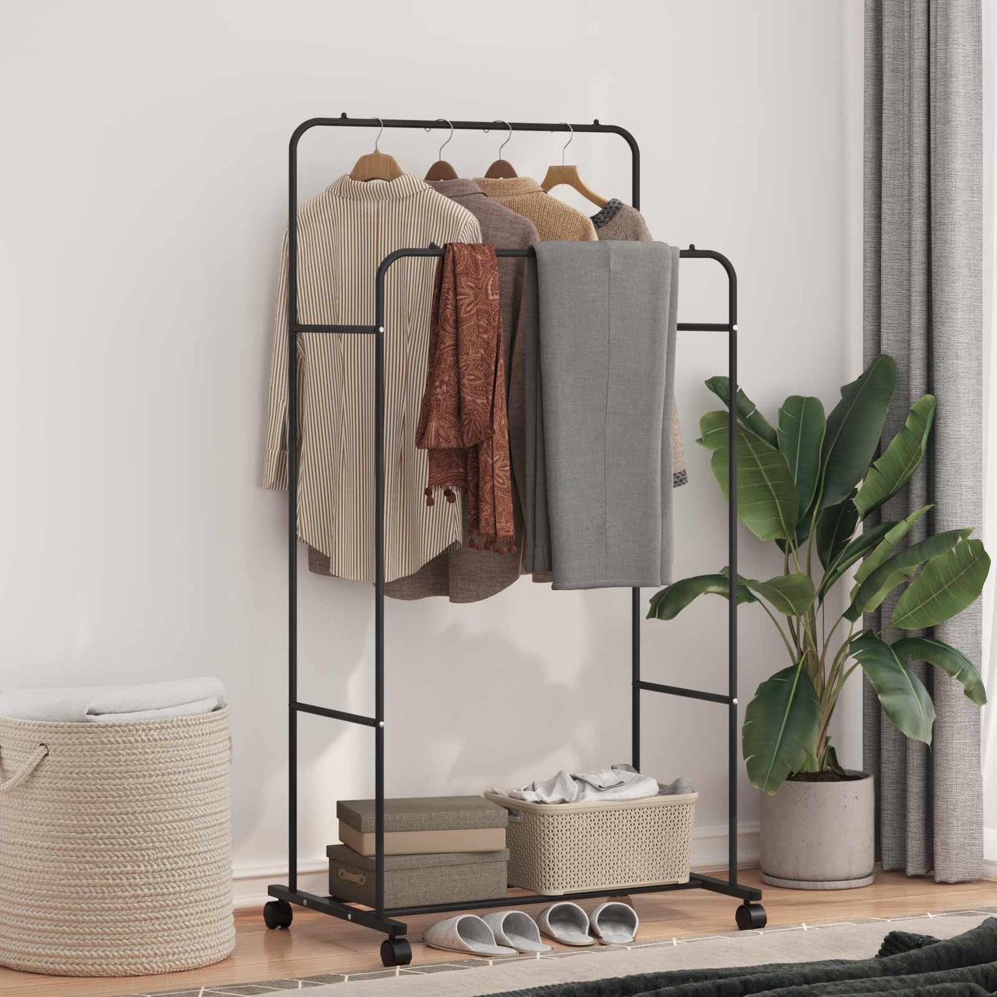 Stendibiancheria Tinta unita Nero 80 x 53 x 156 cm