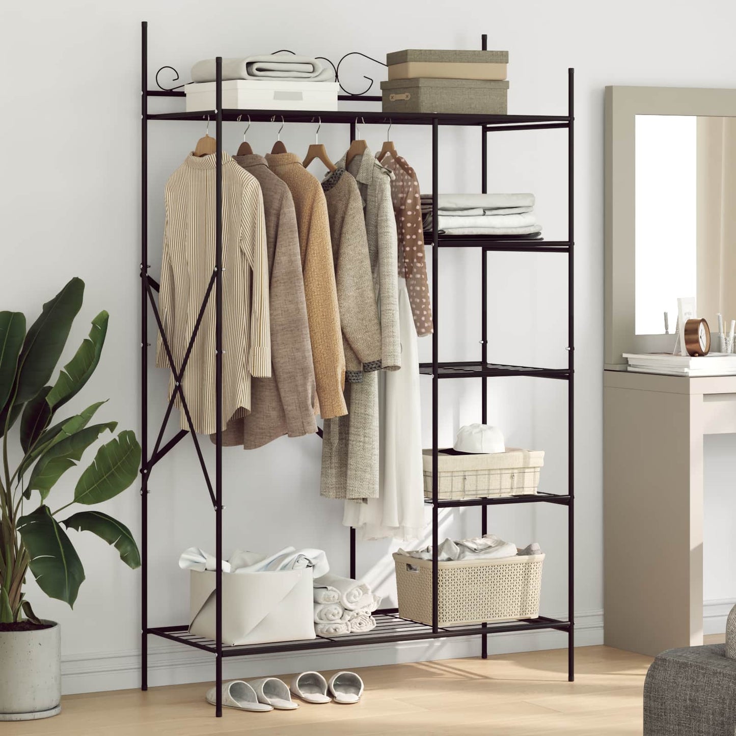 Armadio Aperto con lo scaffale Nero 104,5 x 45 x 172 cm Acciaio