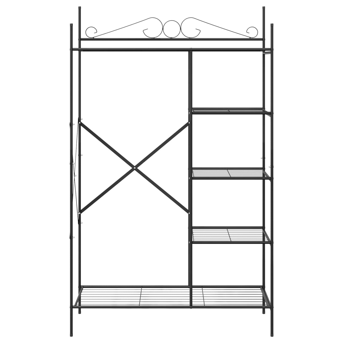 Armadio Aperto con lo scaffale Nero 104,5 x 45 x 172 cm Acciaio