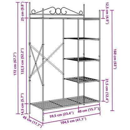 Armadio Aperto con lo scaffale Nero 104,5 x 45 x 172 cm Acciaio