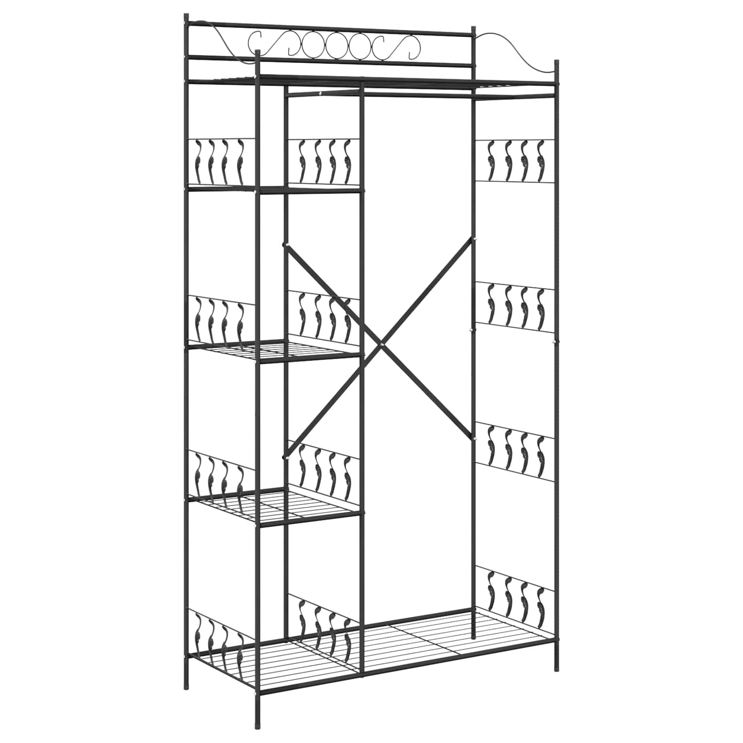 Armadio Aperto con lo scaffale Nero 101 x 43 x 188 cm Acciaio | homemem39